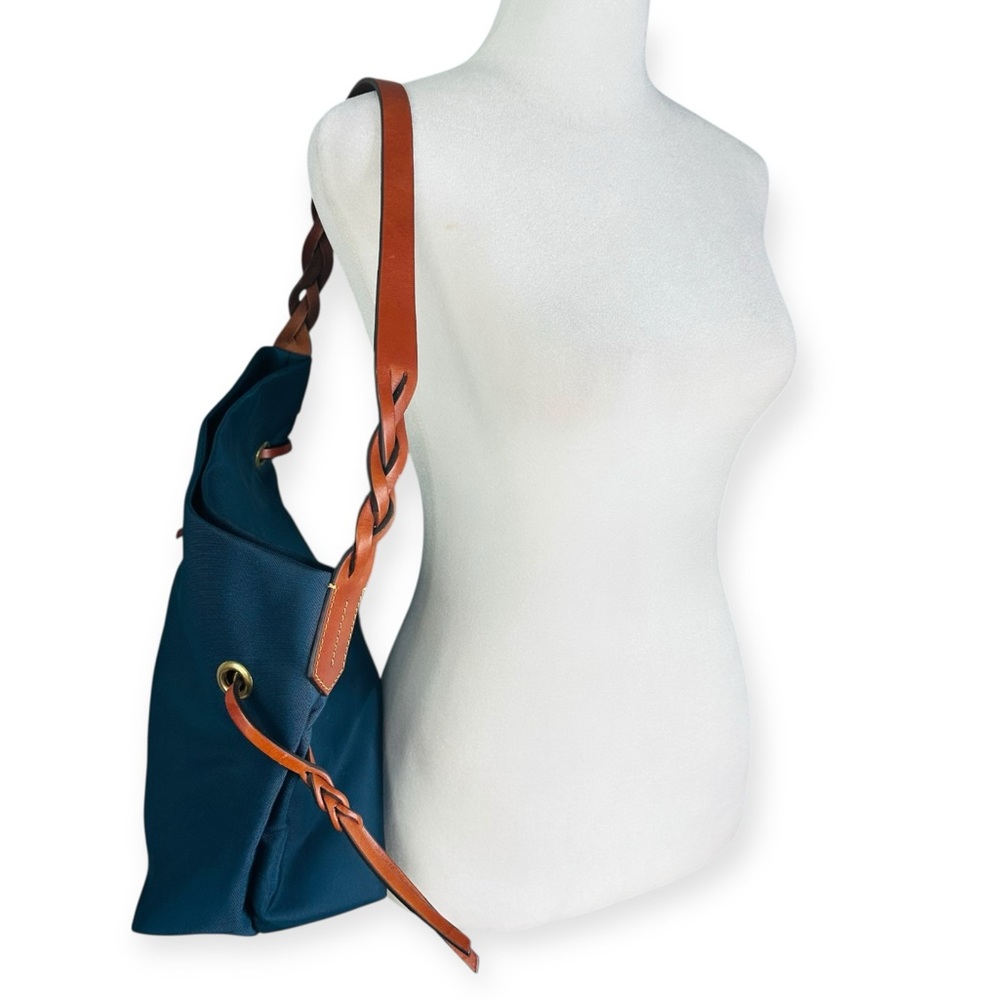 Dooney & Bourke Nylon Shopper Tote Navy Blue with Vachetta Trim NWOT - Picture 7 of 10